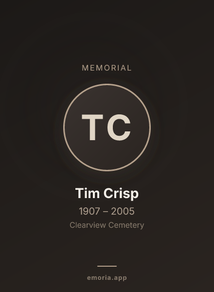 Memorial portrait of Tim Crisp