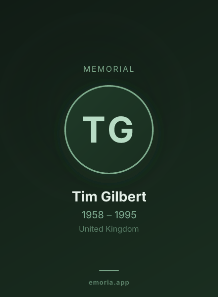 Memorial portrait of Tim Gilbert