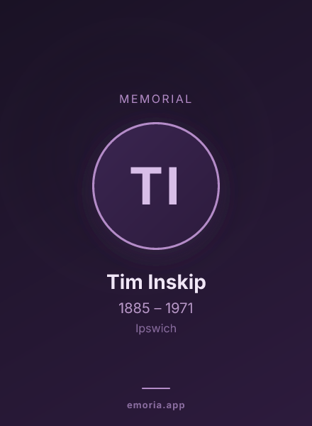 Memorial portrait of Tim Inskip