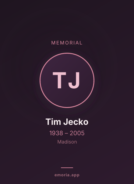 Memorial portrait of Tim Jecko