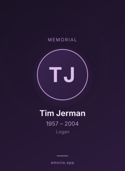 Memorial portrait of Tim Jerman