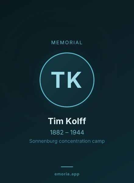 Memorial portrait of Tim Kolff