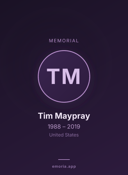 Memorial portrait of Tim Maypray