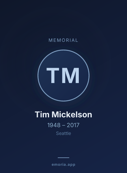 Memorial portrait of Tim Mickelson