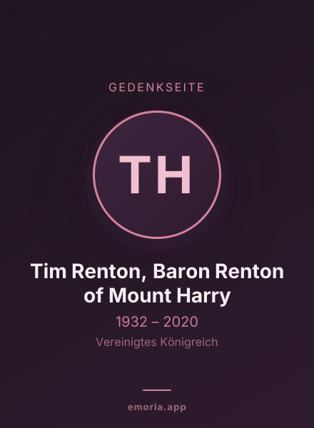 Gedenkportrait von Tim Renton, Baron Renton of Mount Harry