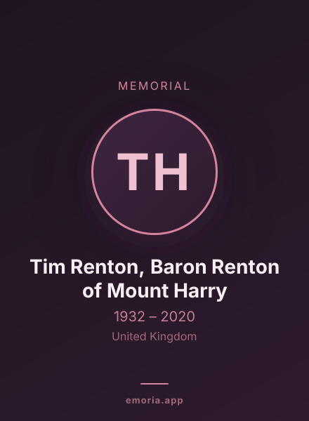 Memorial portrait of Tim Renton, Baron Renton of Mount Harry