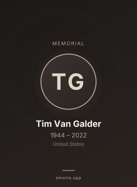 Memorial portrait of Tim Van Galder