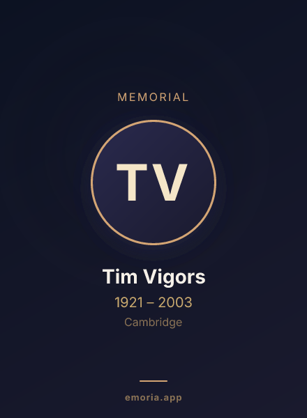 Memorial portrait of Tim Vigors