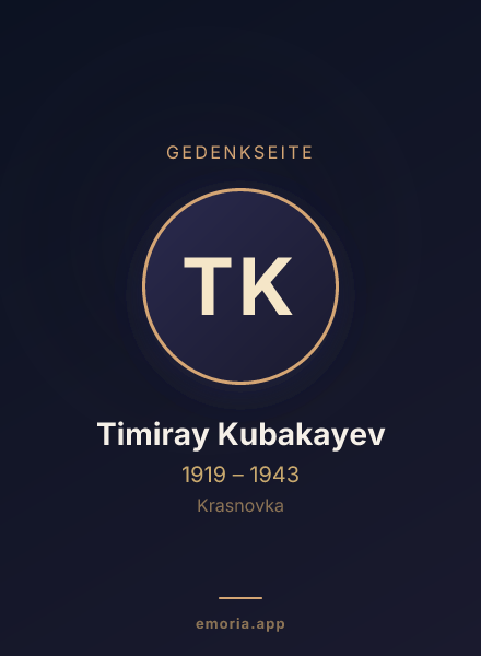 Gedenkportrait von Timiray Kubakayev