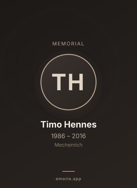 Memorial portrait of Timo Hennes