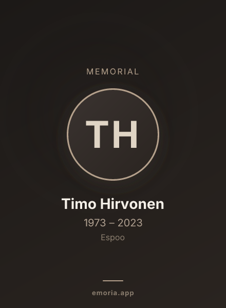 Memorial portrait of Timo Hirvonen