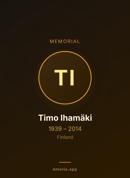 Memorial portrait of Timo Ihamäki