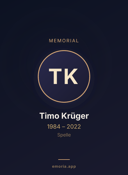 Memorial portrait of Timo Krüger