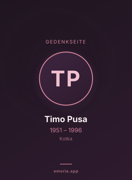 Gedenkportrait von Timo Pusa