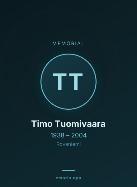 Memorial portrait of Timo Tuomivaara