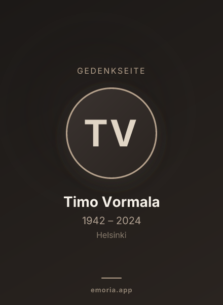 Gedenkportrait von Timo Vormala