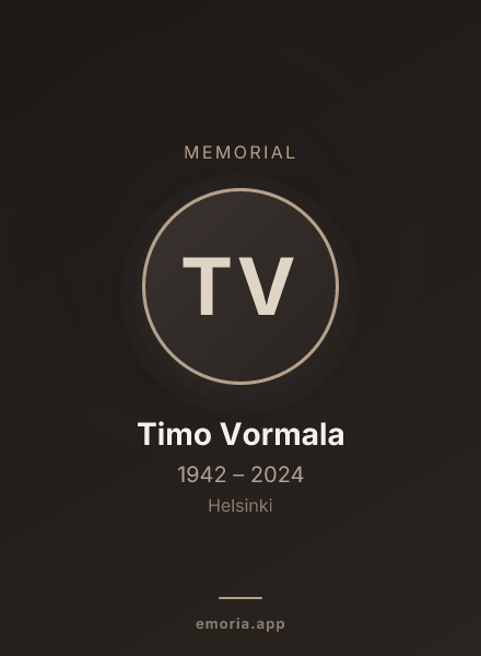 Memorial portrait of Timo Vormala