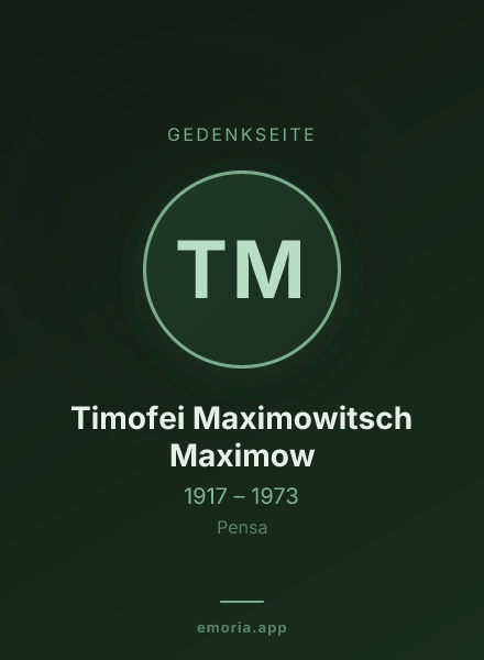 Gedenkportrait von Timofei Maximowitsch Maximow