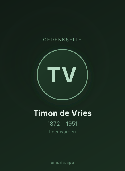 Gedenkportrait von Timon de Vries