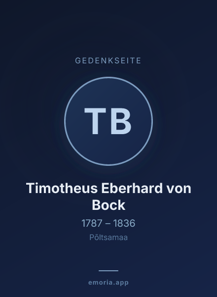 Gedenkportrait von Timotheus Eberhard von Bock