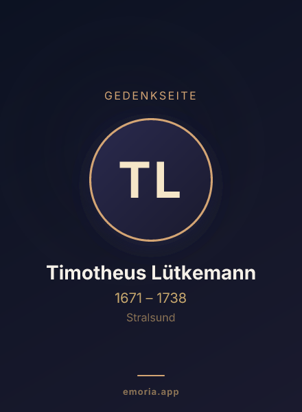 Gedenkportrait von Timotheus Lütkemann