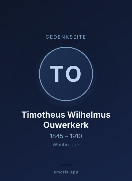 Gedenkportrait von Timotheus Wilhelmus Ouwerkerk