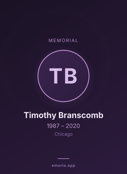 Memorial portrait of Timothy Branscomb