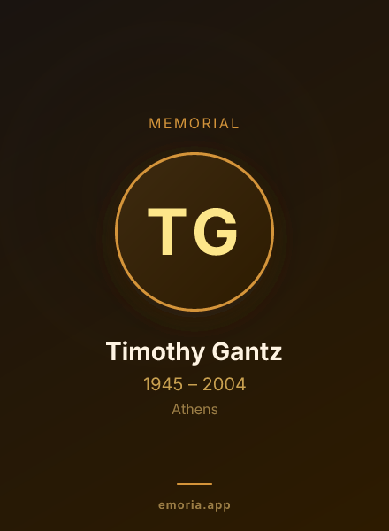 Memorial portrait of Timothy Gantz