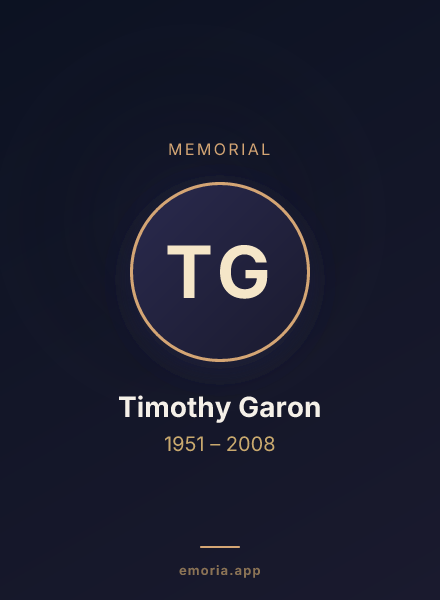 Memorial portrait of Timothy Garon