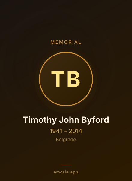 Memorial portrait of Timothy John Byford