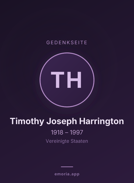Gedenkportrait von Timothy Joseph Harrington