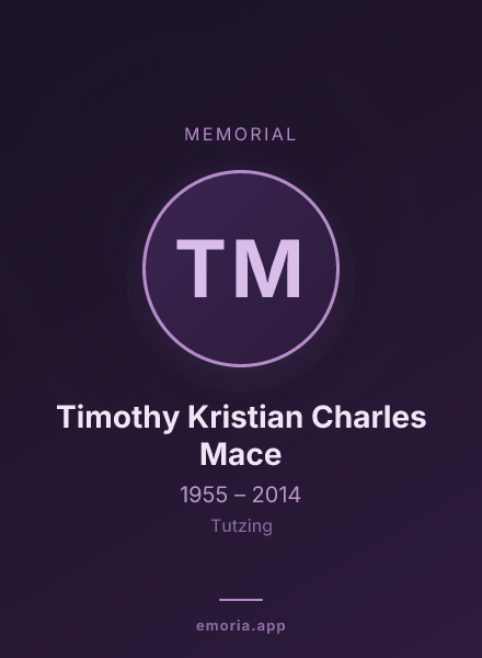 Memorial portrait of Timothy Kristian Charles Mace