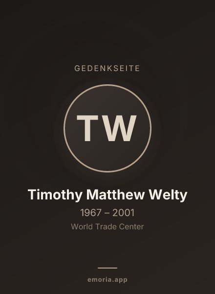 Gedenkportrait von Timothy Matthew Welty