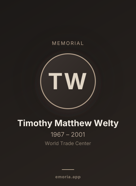 Memorial portrait of Timothy Matthew Welty