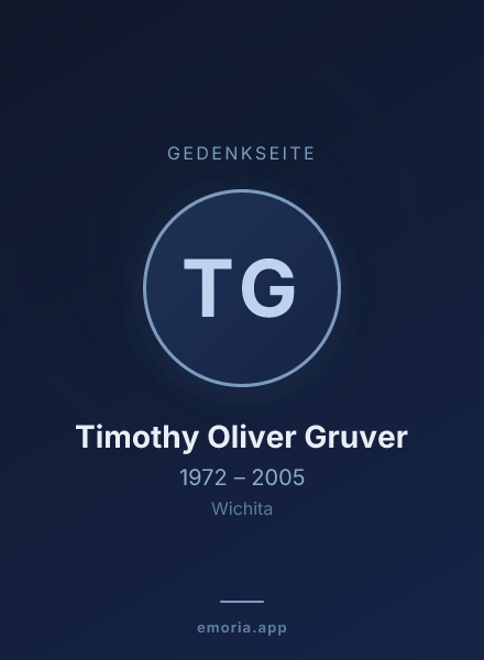 Gedenkportrait von Timothy Oliver Gruver