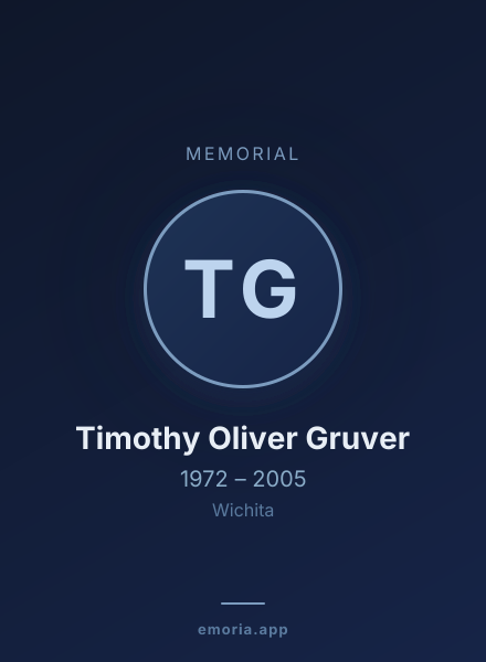 Memorial portrait of Timothy Oliver Gruver