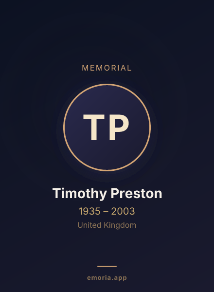 Memorial portrait of Timothy Preston