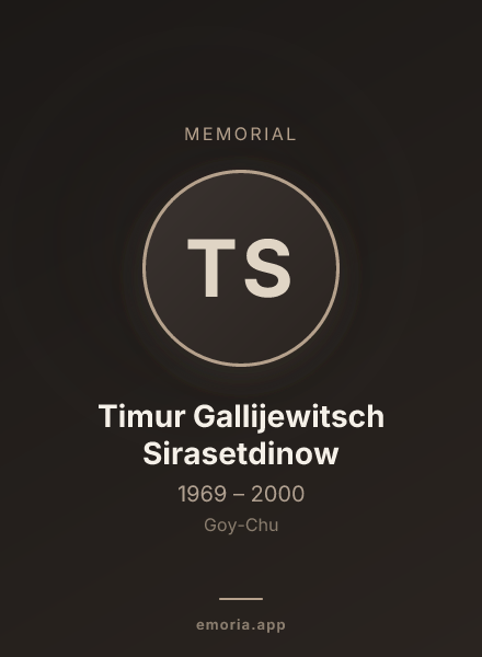 Memorial portrait of Timur Gallijewitsch Sirasetdinow