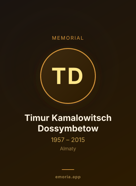 Memorial portrait of Timur Kamalowitsch Dossymbetow