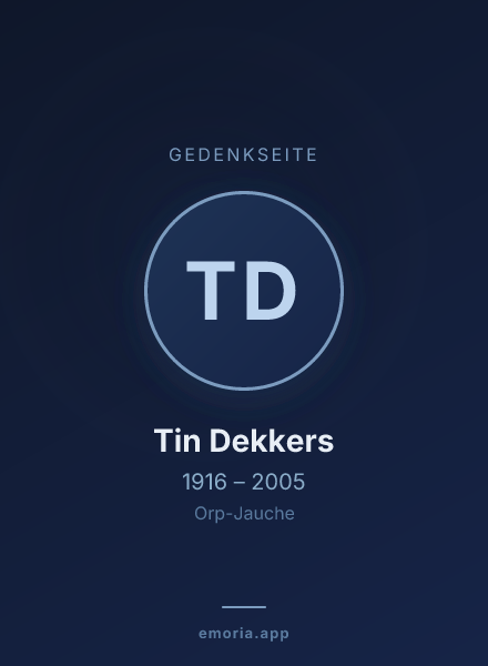 Gedenkportrait von Tin Dekkers