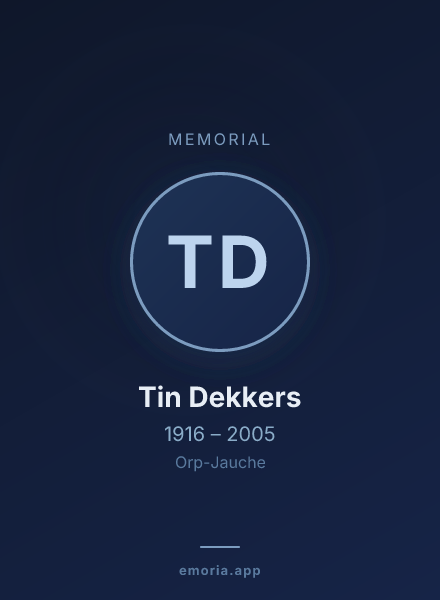 Memorial portrait of Tin Dekkers