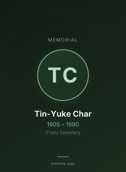 Memorial portrait of Tin-Yuke Char