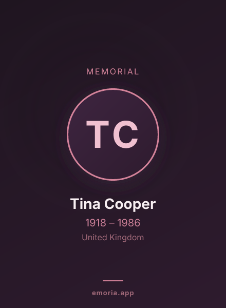 Memorial portrait of Tina Cooper