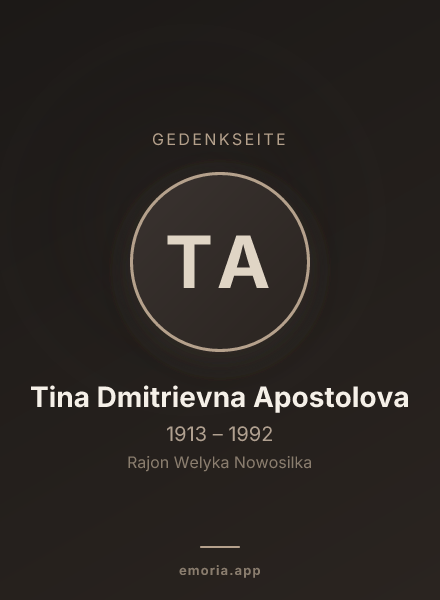 Gedenkportrait von Tina Dmitrievna Apostolova