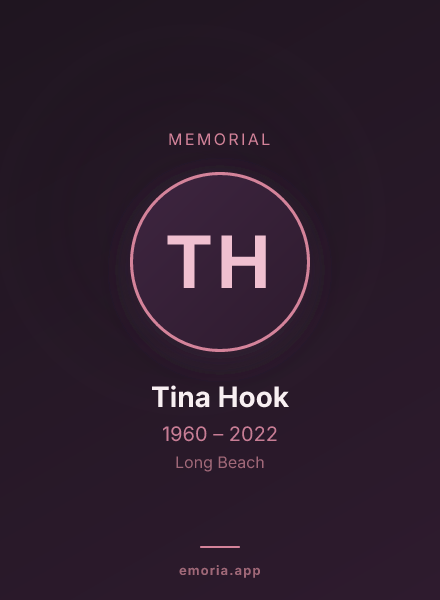 Memorial portrait of Tina Hook
