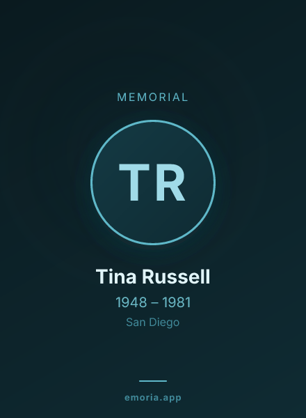 Memorial portrait of Tina Russell