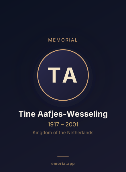 Memorial portrait of Tine Aafjes-Wesseling