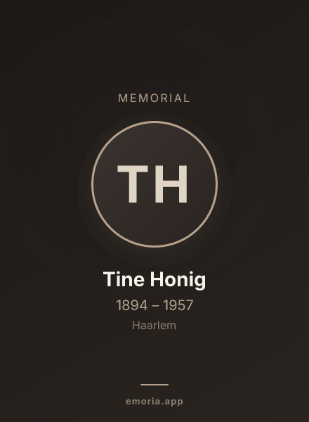 Memorial portrait of Tine Honig