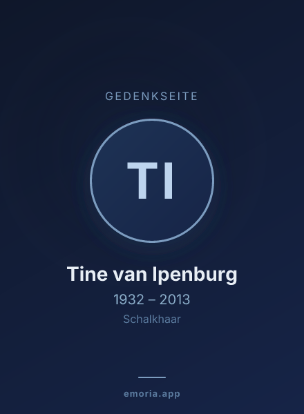 Gedenkportrait von Tine van Ipenburg