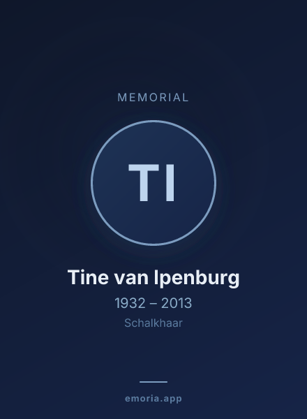 Memorial portrait of Tine van Ipenburg